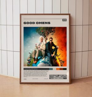 Good Omens movie poster art in minimalist style