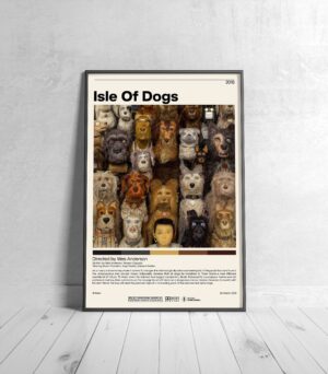 Minimalist Isle of Dogs movie poster by Wes Anderson