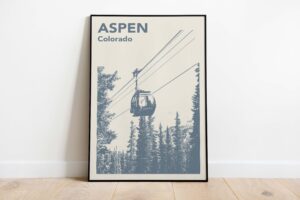 Minimalist Aspen movie poster art for ski lovers