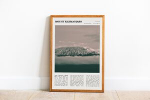 Black and white Mount Kilimanjaro movie poster