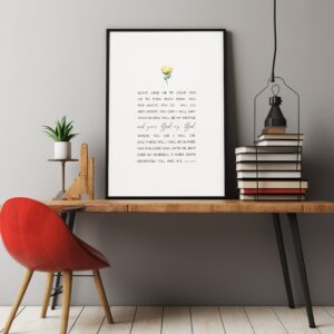 Elegant minimalist floral scripture wall art print