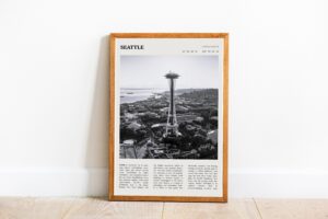 Seattle Washington black and white movie poster art