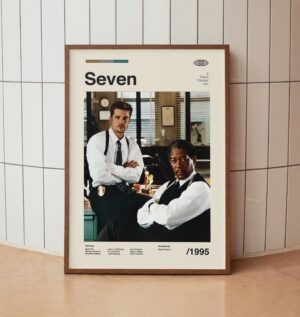 Minimalist Seven movie poster featuring Brad Pitt and Morgan Freeman