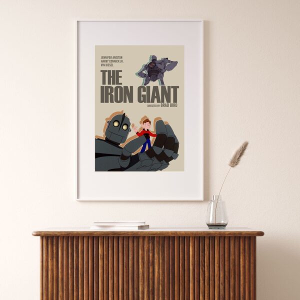 Mid century poster for The Iron Giant movie
