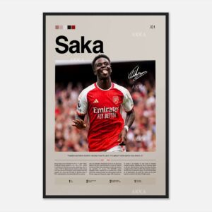 Bukayo Saka football poster, full-size wall art print