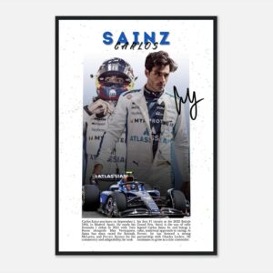 Carlos Sainz Formula 1 poster in vibrant colors.