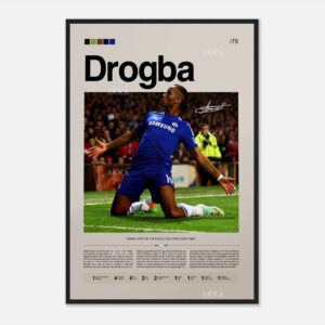 Didier Drogba football poster, vibrant sports wall art.