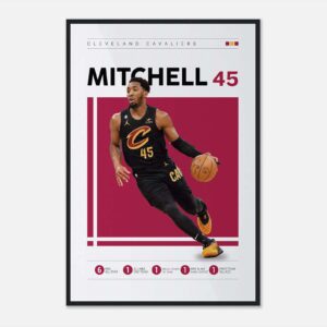 Donovan Mitchell basketball poster in vibrant colors.