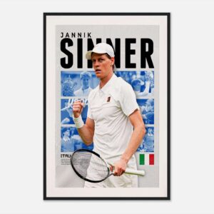 Jannik Sinner tennis poster, full-size, ready to hang wall art.