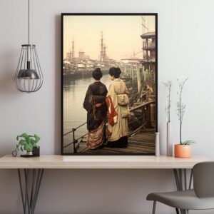 Traditional Japanese women in kimono movie poster