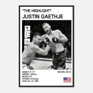Justin Gaethje MMA poster in vibrant colors and bold design
