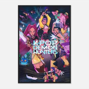 Kpop Demon Hunters movie poster wall art featuring vibrant design.