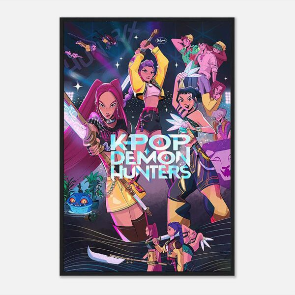 Kpop Demon Hunters movie poster wall art featuring vibrant design.