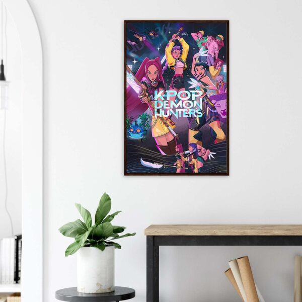 Kpop Demon Hunters movie poster wall art featuring vibrant design.