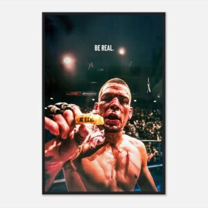Nate Diaz MMA poster with bold design, showcasing the fighter.